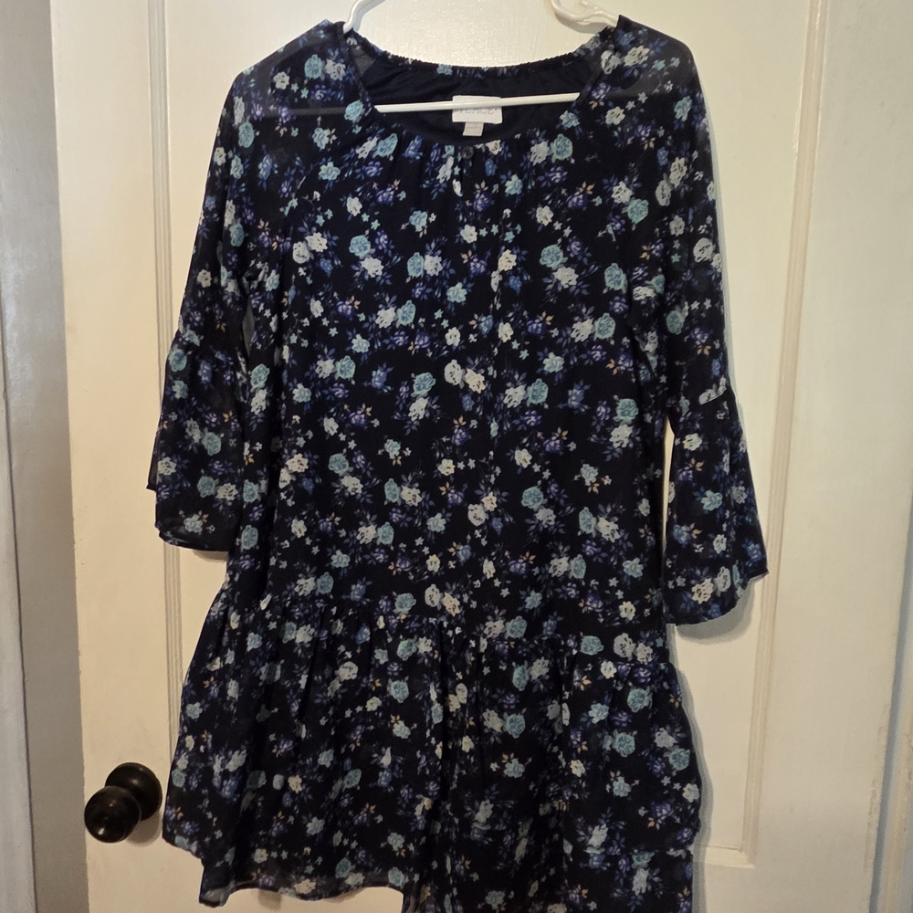 Place Kids Floral Dress - Blue and White